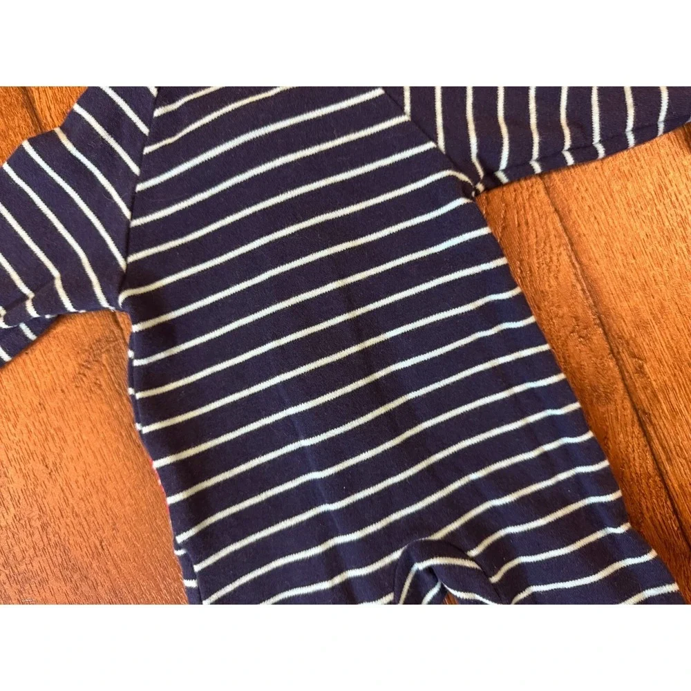 Carters Baby Sleeper Boy Preemie Striped‎ Outfit Romper Blue Red Fire Truck Zips